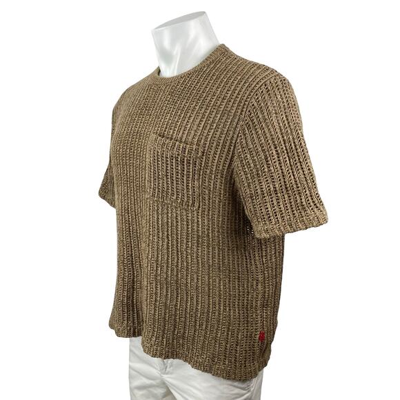 Urban Outfitters BDG Men's Brown Knit Short Sleeve Pocket Crop Tee T-Shirt Top M - Picture 2 of 6